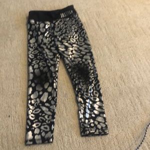Justice Girls black and metallic leopard leggings